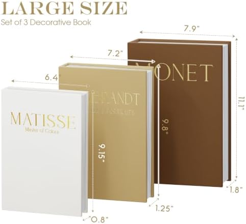 Set of 3 Decorative Books for Home Decor, Linen Faux Books for Coffee Table, Bookshelf or Mantel, Aesthetic Fake Book Storage Boxes with Magnetic Snap for Photo Organization & Keepsakes Box - Image 2