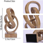 Abstract wood-toned knot sculpture, geometric decorative statue, wood-toned accent piece for living room coffee table or bookshelf surface, office TV cabinet or entryway console table decoration. - Image 6