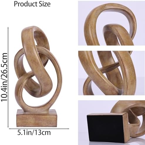Abstract wood-toned knot sculpture, geometric decorative statue, wood-toned accent piece for living room coffee table or bookshelf surface, office TV cabinet or entryway console table decoration. - Image 6