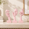 3 Pcs Thinker Small Statue Set - Pink Art Abstract Home Accent Figurines for Decor Woman Apartment Bookshelf Floating Shelf Coffee Table Office Desk Bathroom Counter Decor (3 Pcs Pink, 6") by oliruim