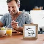 Wine a Little Laugh a Lot Small Wood Wine Sign for Home Decor, Rustic Wood Block Sign for Kitchen, Dining Room, Freestanding Farmhouse Box Sign Decor 6" x 6" x 1.57" - Image 2