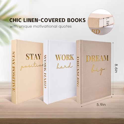 Set of 3 Linen Covered Decorative Books for Home Office Decor - Image 2