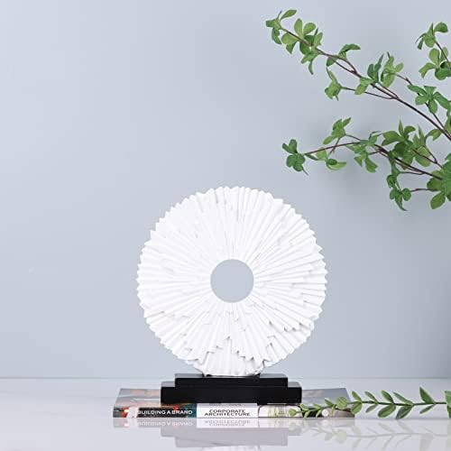 White Home Decor Sculpture, Unique Round line Statue, Modern Home Decor, Decorative Panel Statue for Living Room tv Cabinet, Office, Coffee Table, Dining Table Center White Decor - Image 4