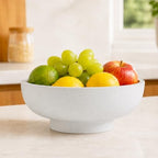 10" Large Decorative Bowl for Entryway Table with Pedestal, Spotted White - Image 3