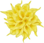 ONLY ART Artificial Pure Yellow Calla Lily 20pcs – 13.5" PU Faux Flowers with Flexible Stems, Soft Texture, for New Year and Valentine's Day Home, Wedding & DIY Decor by ONLYART