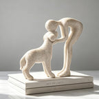 Abstract Person and Dog Head-to-Head Figurine Sandstone - Image 5