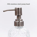 16oz Diamond Pattern Glass Soap Dispenser with Rust Resistant Pump - Image 4