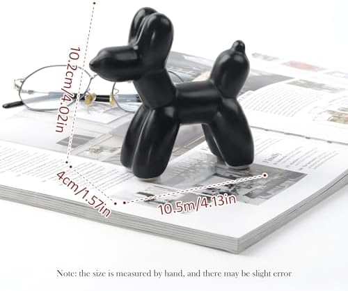 Notakia Cute Ceramics Black Balloon Dog Statue Crafts Living Room Desktop Decorations,Handmade Modern Small Ceramic Animal Statue Ornament Home Decor Accents - Image 2