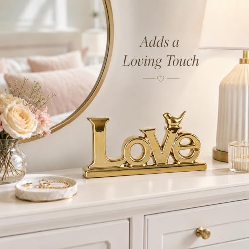 XMGZQ Love Sign Decoration,Gold Love Signs for Home Decor Statue,Gold Bird Sculpture Personalized Love Decor,Style Figurine Decorative Ornaments for Living Room,Bedroom,Desktop,Cabinets - Image 4