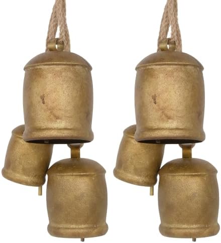 Rowfad Christmas Bells for Decoration, Hanging Gold Cow Bells with Rope, 2 by RowfadFlora