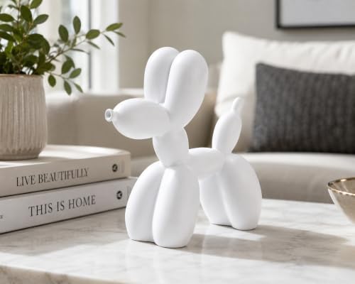 4 Inch Matte White Balloon Dog Sculpture - Image 3