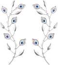 sxnzequnze 2 Set Metal Tree Leaf Wall Art for Home Decor Living Room Bedroom Dining Room Bling Rhinestone, 3D, Iron Branch Hanging Leaf Sculpture Art Pieces -Blue 16.5in*6.7in by sxnzequnze