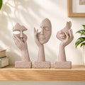 3 Pcs Thinker Statue - Resin Art Abstract Home Accent Figurines for Decor Apartment Bookshelf Floating Shelf Living Room Coffee Table Office Desk Counter Decor (3 Pcs Sandstone, 6") by oliruim