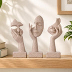 3 Pcs Thinker Statue - Resin Art Abstract Home Accent Figurines for Decor Apartment Bookshelf Floating Shelf Living Room Coffee Table Office Desk Counter Decor (3 Pcs Sandstone, 6") by oliruim