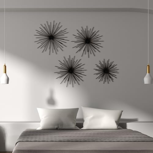 Shimeyao 4 Pcs Black Starburst Wall Decor Metal 3D Spike Wall Art Set - Image 6