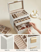 SONGMICS Jewelry Box Organizer, 4-Layer Storage with 3 Drawers, Glass Lid - Image 6