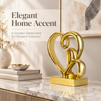 Anniversary Wedding Couples Gift Gold Hearts Resin Statue Decor - Image 6