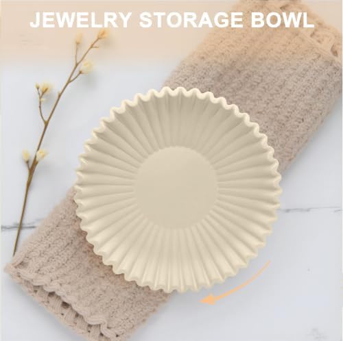 Brown Decorative Bowls for Home - Stylish Flat Purse Bowls - Round Foyer Key Bowl - Handmade Resin Scalloped Ruffle Bowl for Display Centerpiece - Image 5