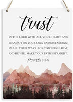Proverbs 3:5-6 Christian Wall Decor Inspirational Decor Christian Gifts Bible Verse Wall Art Scripture Wooden Hanging Sign for Modern Home Office Bathroom Bedroom Wall Art Decoration 8 x 10 Inches by BELLOWDEER