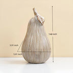 Brown-White Striped Pear Figurine, Modern Resin Pear Sculpture for Home Decor, Decorative Fruit Statues Accent for Kitchen Counter, Dining Room, Coffee Table & Bookshelf Display - Image 4