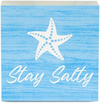 Beach Bathroom Decor Starfish Decor Stay Salty Beach Theme Summer Decorations Wooden Box Sign for Home Office Farmhouse Table Shelf - Image 7