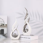 2 PCS White Silver Ceramic Statues For Home Decor Accents, Modern Abstract Art Sculptures, Elegant Tabletop Decorative Objects For Dining Room, Entryway, Tv Stand, Mantel, Coffee Table Centerpieces - Image 4