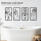 Bakovity Black Metal Wall Art, Abstract Woman Wall Decor, Minimalist Flower Line Decor, Modern Aesthetic Metal Wall Art for Bedroom Bathroom Living Room (4 Pcs, 17 x 9 in) - Image 4