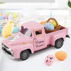 Spring Truck Decor, Pink Egg Bunny Truck Decorations for Home Indoor, Mini Basket Eggs Truck Tiered Tray Decor, Spring Rustic Farmhouse Kitchen Tabletop Decorations for Office - Image 2