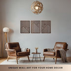 qmmp Modern Wooden Wall Sculptures - Set of 3 - Home Decor Accent - Large Wall Art for Living Room, Bedroom, Office - Easy Installation (Walnut, Medium - Mountain and Sun) - Image 4