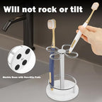 Toothbrush Holder Stand for Bathroom, Metal Toothbrush Organizer with Marble Base, Toothbrush Storage Collection for Family, Suitable for Home Hotel Countertop Vanity (Small, Chrome Finish) - Image 4