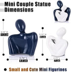 Mini Couple Ceramic Small Statue, Romantic Couple Figurine for Home Decor, Tv Stand, Living Room Nick nacks, Dresser for Bedroom, Shelves, Valentine, Items for Wedding Decor (Blue White and Silver) - Image 3
