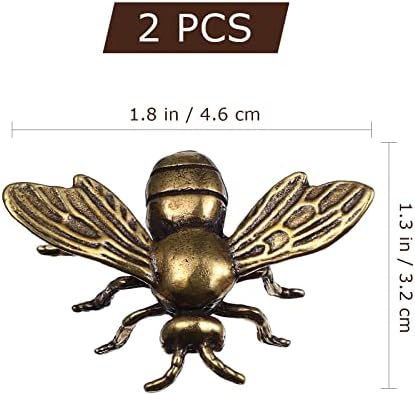 Veemoon 2pcs Gold Bee Figurines Brass Animal Insects Figurines Statue Feng Shui Sculpture Toys Gold Desk Home Indoor Decorative Collectible or Elders - Image 4