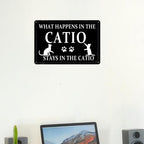 Catio Accessories Outdoor What Happens In The Catio Stays In The Catio Metal Tin Sign Caution Cat Vomit Sign Funny Cat Lover Sign Posters Gift 8x12 Inch - Image 6