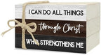 Decorative Books for Home Decor, Wood Book Stack for Table Decor, I Can Do All Things Through Christ Who Strengthens Me Decoration Books for Office Shelf, Farmhouse Stacked Books Decoration (L71) by Ycyfckdr