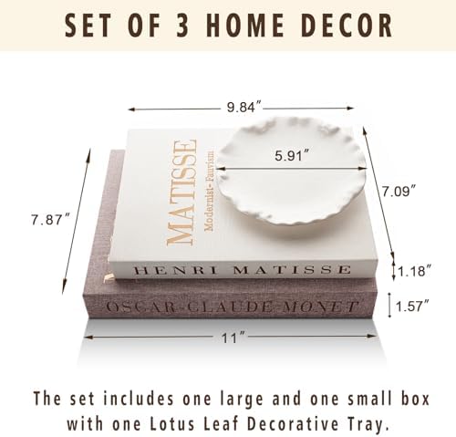 Decorative Books Set with Tray, Linen Coffee Table Books Decor - Image 5