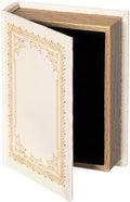 Decorative Vintage Book Shaped Trinket Storage Box - Paper White by Vintiquewise