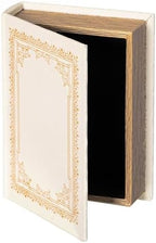 Decorative Vintage Book Shaped Trinket Storage Box - Paper White by Vintiquewise