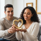 Lescafita Gold Heart Decor Sculpture, Love Heart Statue Modern Home Decor Accent for Living Room Bedroom Shelf Desk Tabletop, Wedding - Image 5