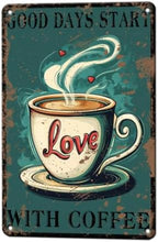 Funny Coffee Metal Tin Signs Good Days Start With Coffee Vintage Wall Decoration Poster For Home Kitchen 12x8 Inch by KIYOYOHomeIsOurHappyPlace