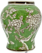 8" Ceramic Ginger Jar w/Lid - Classic Chinese Style Porcelain Jar Tea Storage for Home Decor Decorative Centerpiece Vintage Accent Antique Vase Jingdezhen (Green) - Image 6