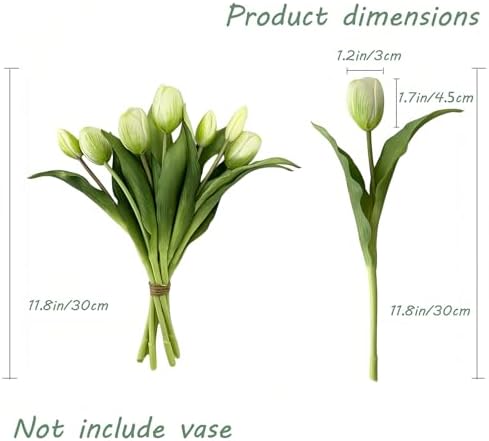14 Pcs Real Touch Tulips Artificial Flowers Latex Stems White - Image 2