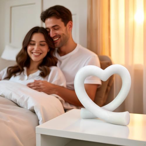 Lescafita Imitation Marble White Heart Decor Sculpture, Elegant Love Heart Statue Minimalist Modern Home Decor for Living Room Shelf Desk Coffee Table, Wedding Gift - Image 6