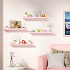 upsimples 4 Pcs 15" Acrylic Shelves for Wall Decor and Display, Pink - Image 2