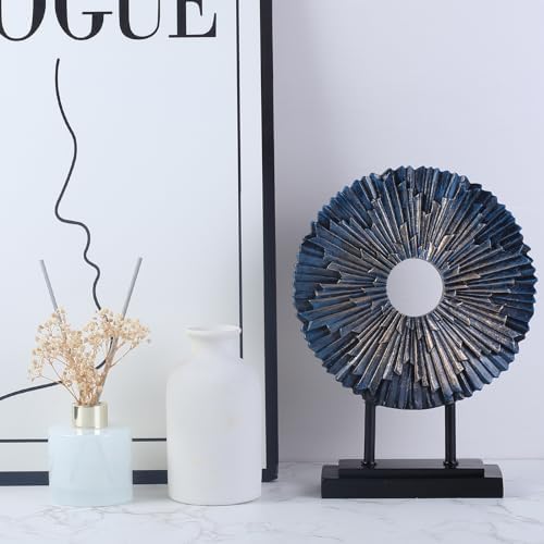 Minimalist Round Statue Above Cabinet Decor Kitchen, Modern Decorative Sculpture Home Decorations for Living Room Coffee Table, Office Decor Items, Center Pieces Decoration (Blue) - Image 3