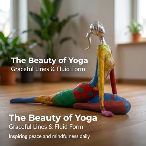 Octdays Art Female Sculpture Figurine, Colorful Yoga Statue for Home Decor - Image 3