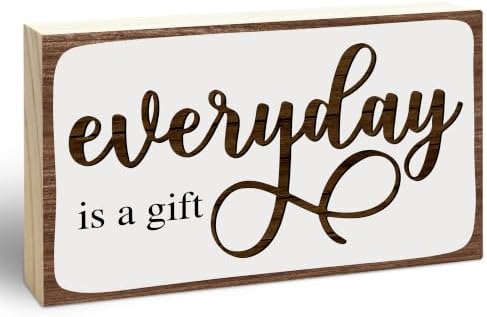 3x5 Inspirational Wooden Block Sign, Everyday Is a Gift, Rustic by EXW