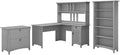 Pemberly Row 60W L Shaped Desk Office Suite, Cape Cod Gray, Includes Hutch by PEMBERLYROW