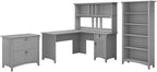 Pemberly Row 60W L Shaped Desk Office Suite, Cape Cod Gray, Includes Hutch by PEMBERLYROW