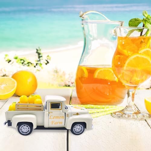 Lemon Decor Vintage Truck Decor Mini Lemons & Wooden Crate, Cream - Image 7