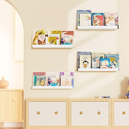 upsimples 4 Pcs 15" Acrylic Shelves for Wall Organize and Display, White - Image 6